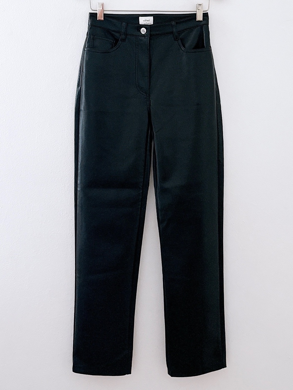 NWT Aritzia Wilfred Faux Leather Pants Melina High Waist Black Minimalist Size 2 - Picture 3 of 11